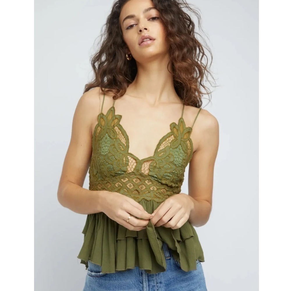 NWT Free People Adella Cami in Olive Sparrow